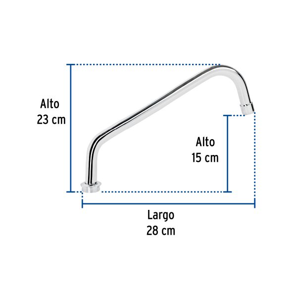 44481 - Cuello estándar para mezcladora de fregadero, cromo, Aqua