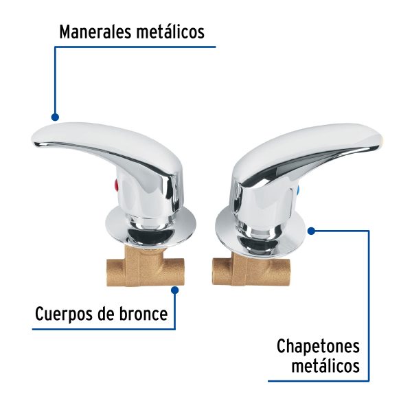 49799 - Juego llaves empotrar soldables, palanca, AQUA