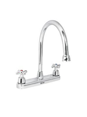 49686 - Mezcladora fregadero 8' cromo, cuello largo, cruceta, AQUA