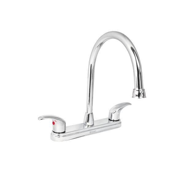 49687 - Mezcladora fregadero 8' cromo, cuello largo, palanca, AQUA