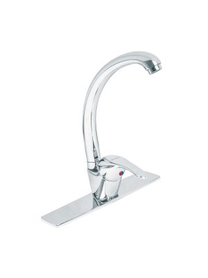 49684 - Monomando fregadero cromo, cuello curvo, AQUA