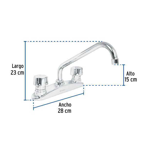 44480 - Mezcladora fregadero 8' cromo, hexagonal, AQUA