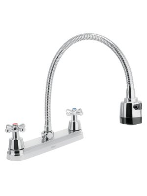 49819 - Mezcladora fregadero 8' cromo, cuello flexible, cruceta,AQUA