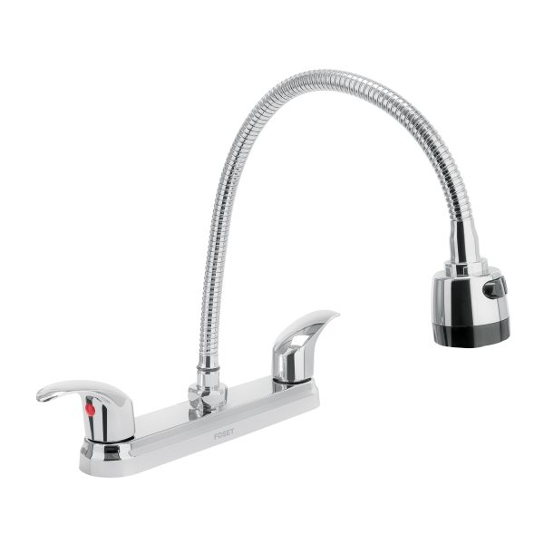 49820 - Mezcladora fregadero 8' cromo, cuello flexible, palanca,AQUA