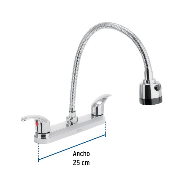 49820 - Mezcladora fregadero 8' cromo, cuello flexible, palanca,AQUA
