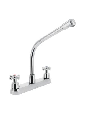 45626 - Mezcladora fregadero 8' cromo, cuello cobra, cruceta, AQUA
