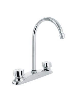 45628 - Mezcladora fregadero 8' cromo, cuello largo, hexagonal, AQUA