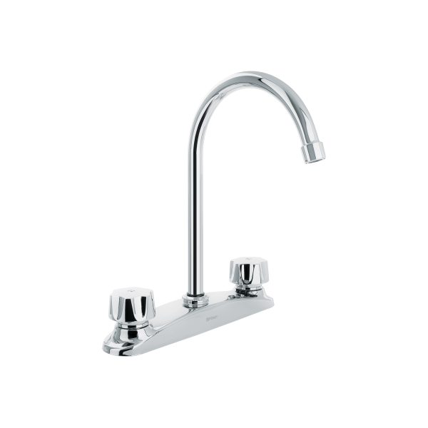 45628 - Mezcladora fregadero 8' cromo, cuello largo, hexagonal, AQUA