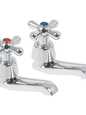 49805 - Juego 2 llaves individuales para lavabo, cromo, cruceta,AQUA