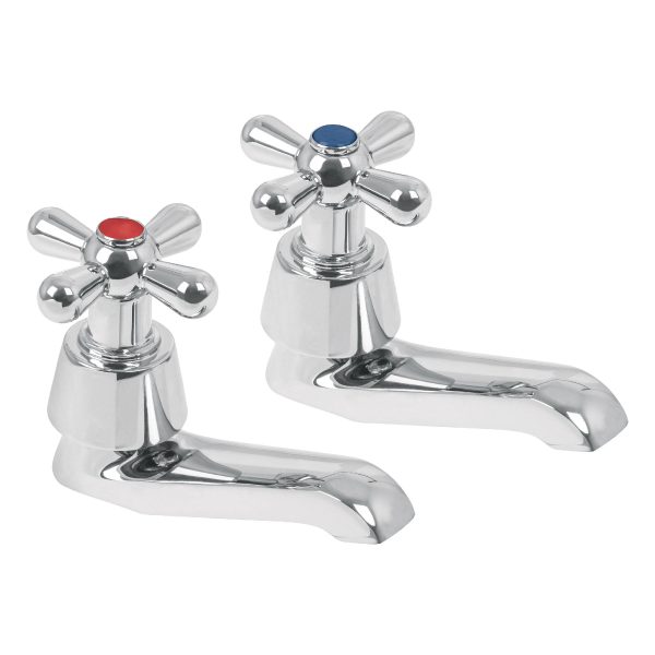 49805 - Juego 2 llaves individuales para lavabo, cromo, cruceta,AQUA