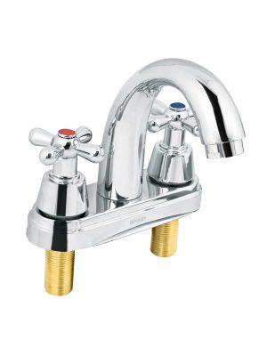 49692 - Mezcladora lavabo 4' cromo, nariz curva, cruceta, AQUA