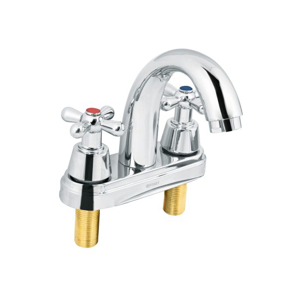 49692 - Mezcladora lavabo 4' cromo, nariz curva, cruceta, AQUA