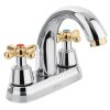 45355 - Mezcladora lavabo 4' cromo-oro, nariz curva, cruceta, AQUA