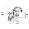 45355 - Mezcladora lavabo 4' cromo-oro, nariz curva, cruceta, AQUA