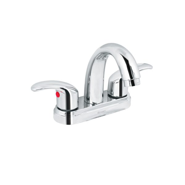 49693 - Mezcladora lavabo 4' cromo, nariz curva, palanca, AQUA