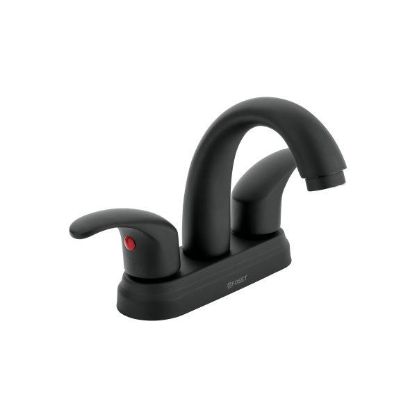 45357 - Mezcladora lavabo 4' negro, nariz curva, palanca, AQUA