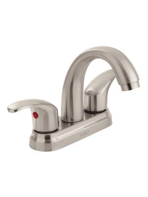 45356 - Mezcladora lavabo 4' satín, nariz curva, palanca, AQUA