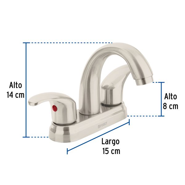 45356 - Mezcladora lavabo 4' satín, nariz curva, palanca, AQUA