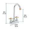 45621 - Mezcladora lavabo 4' cromo-oro, tipo bar, cruceta, AQUA