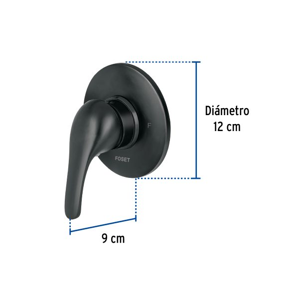 48472 - Monomando para regadera, negro, AQUA