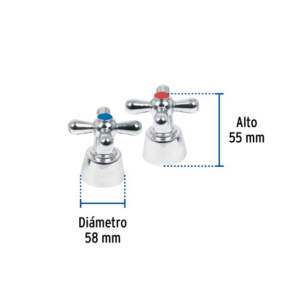 49780 - Juego de manerales de cruceta p/lav-fregadero, cromo, Aqua