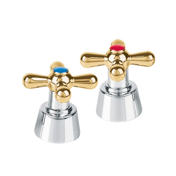 45714 - Juego de manerales de cruceta p/lav-fregadero,cromo oro,Aqua