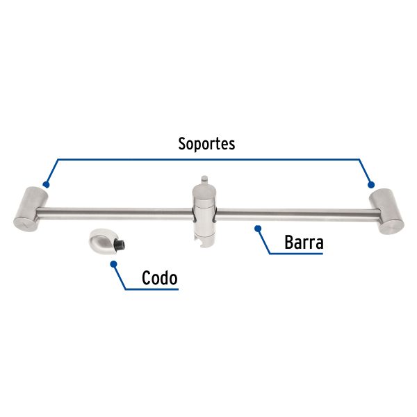 45091 - Barra mural con codo, satín, Foset Riviera