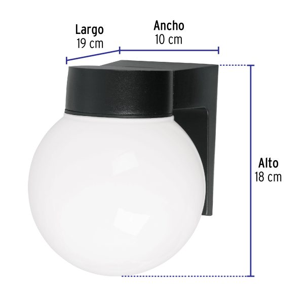 46344 - Arbotante de LED 8 W tipo globo luz cálida, Volteck