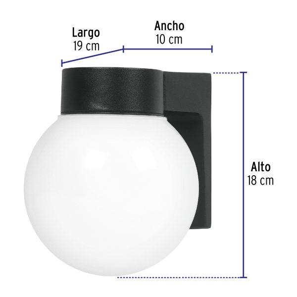 47286 - Arbotante de pared tipo globo, lámpara no incluida, Volteck