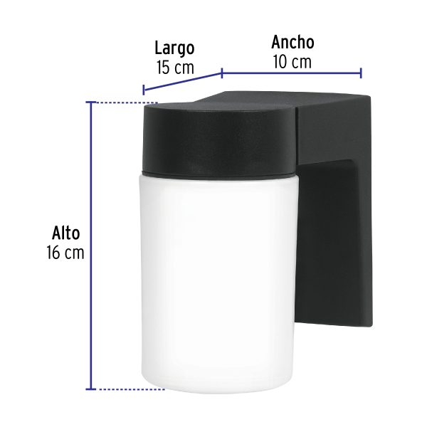47287 - Arbotante de pared tipo vaso, lámpara no incluida, Volteck
