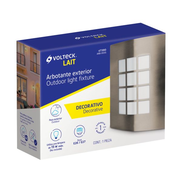 47390 - Arbotante decorativo cuerpo acero inox, lámpara no incluida