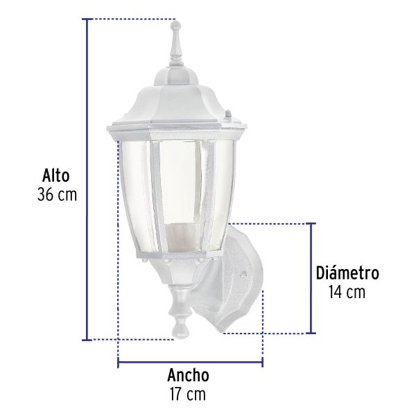 47288 - Arbotante tipo farol tradicional soportado p/exterior blanco