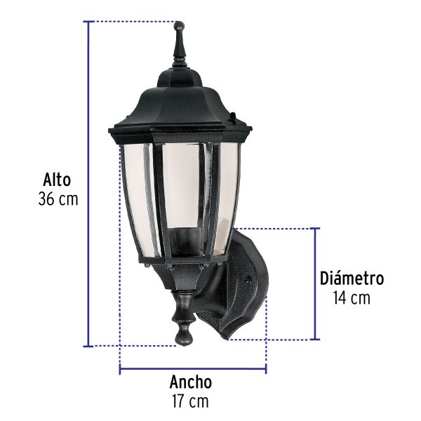 47289 - Arbotante tipo farol tradicional soportado p/exterior, negro