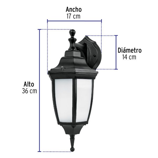 46342 - Arbotante de LED 8 W tipo farol suspendido negro, Volteck