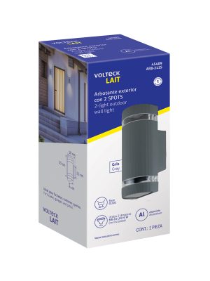 45409 - Arbotante exterior con 2 spots, lámparas no incluida, gris