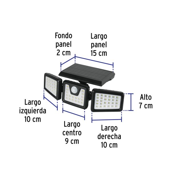 49782 - Luminario Solar LED 7 W con sensor de movimiento, Volteck