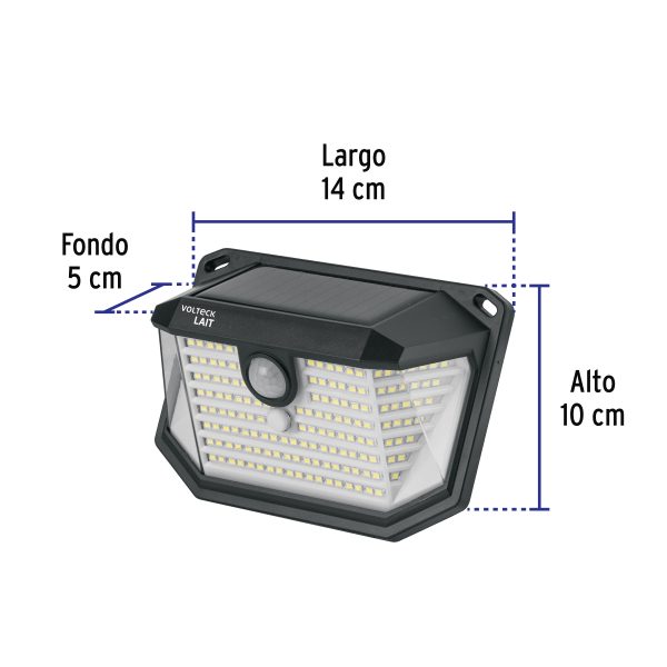 49827 - Luminario Solar LED 3 W con sensor de movimiento, VOLTECK