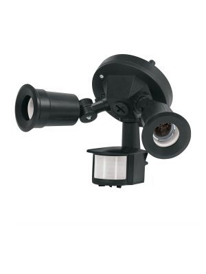 47275 - Arbotante negro c/sensor movimiento, lámparas no incluidas