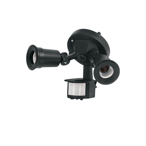 47275 - Arbotante negro c/sensor movimiento, lámparas no incluidas
