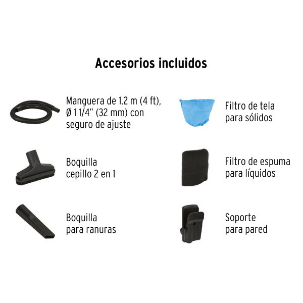 12091 - Aspiradora de sólidos y líquidos, 3 gal, plástica, Truper