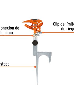 10323 - Aspersor metálico 14' dos vías, reforzado, estaca de escalón