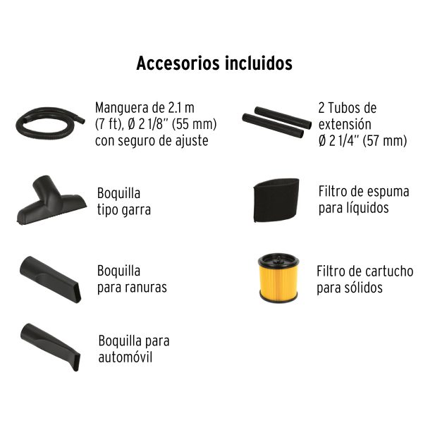 101509 - Aspiradora de sólidos y líquidos, 12 gal, plástica, Truper