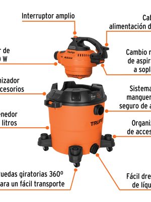 12093 - Aspiradora sólidos y líquidos, 12 gal, soplador desmontable