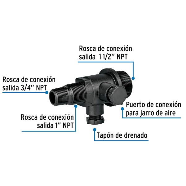 48070 - Multiconector polipropileno para tinaco, sin válvula, Foset