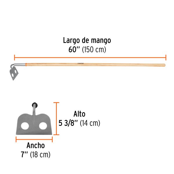 19740 - Azadón mezclero, cabeza forjada 7', mango de 60', TRUPER