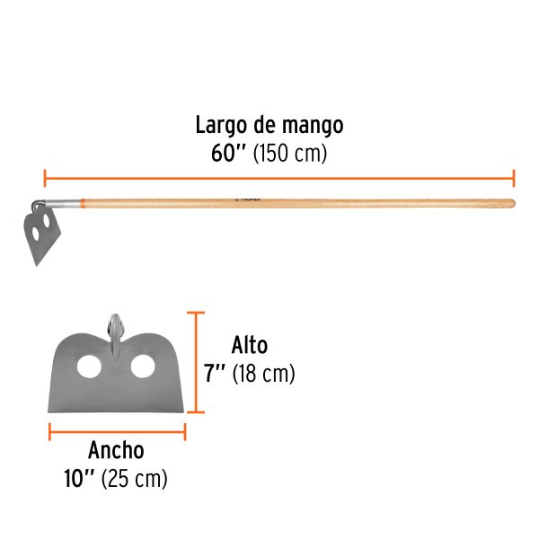 10565 - Azadón mezclero, cabeza forjada 10', mango de 60', TRUPER