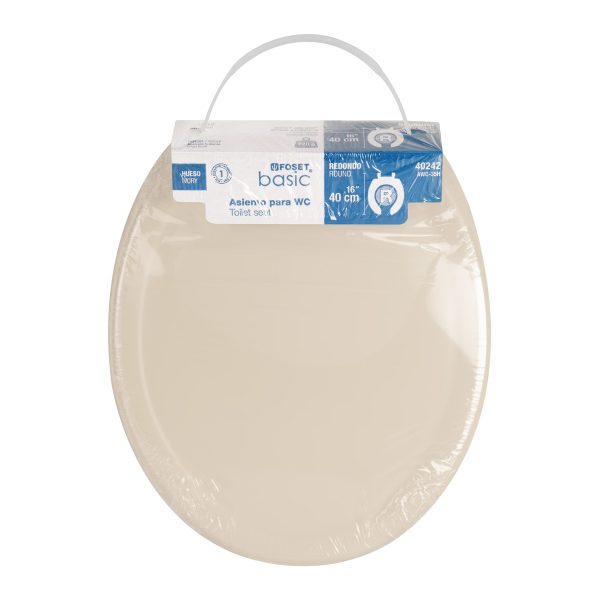 40242 - Asiento redondo ligero con tapa para WC, hueso, FOSET BASIC
