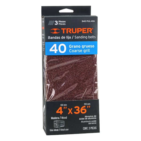 16167 - Caja con 3 bandas de lija 4' x 36' grano 40 para PUL 4x6