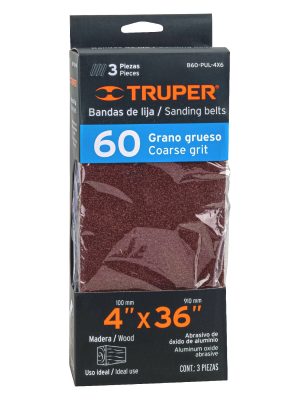 16169 - Caja con 3 bandas de lija 4' x 36' grano 60 para PUL 4x6