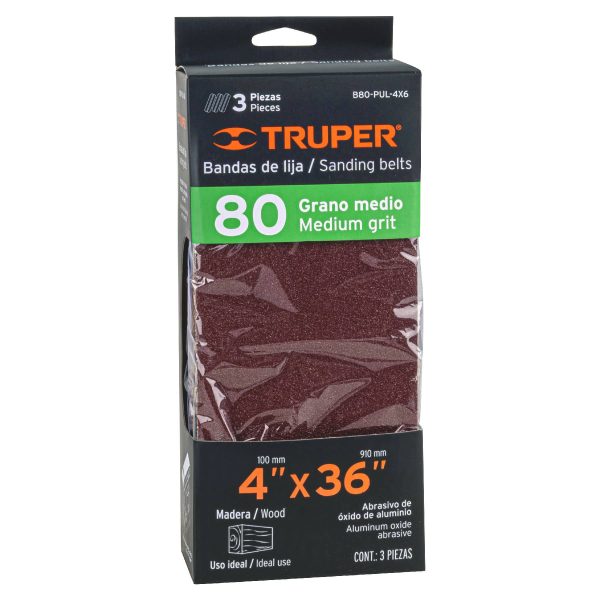 16171 - Caja con 3 bandas de lija 4' x 36' grano 80 para PUL 4x6
